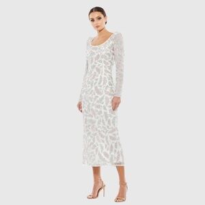 Mac Duggal 5424 NWT Foliage Embellished Midi Sheath Dress